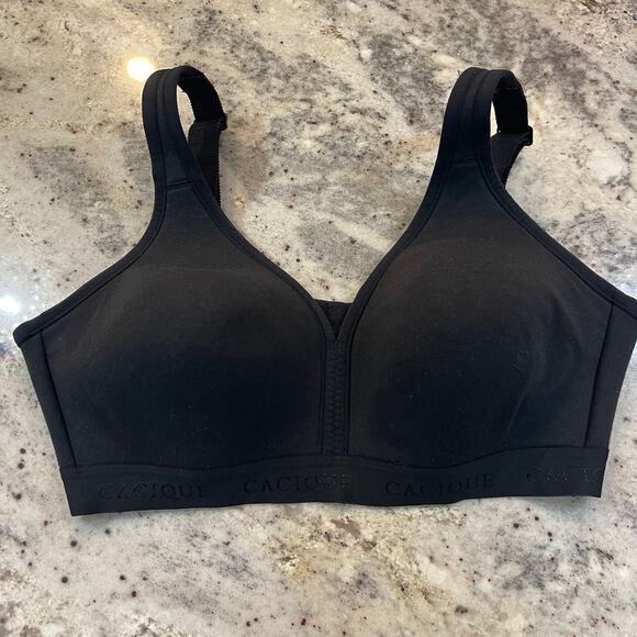 Cacique Lightly Lined No-Wire Black Bra 38D - Picture 1 of 6